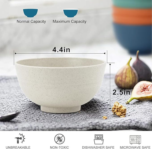 wheat straw dessert bowls 10oz set of 8 - Unbreakable snack Bowls for kids - Mini Bowls for Ice Cream,Snack and Fruits - Microwave & Dishwasher Safe Appetizer Bowl Sets - Beige