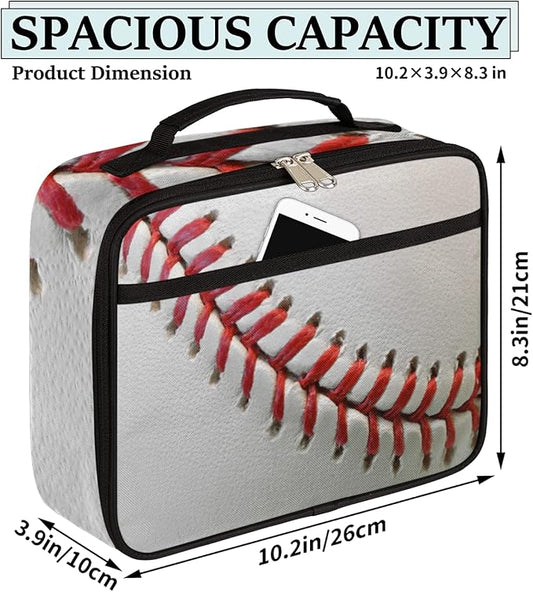 Baseball Print Insulated Lunch Box for Boys Girls Adult Sport Reusable Back to School Insulated Lunch Bag, Leakproof Meal Prep Tote Kit Cooler Bag Lunch Tote Bag for Work Beach Outdoor