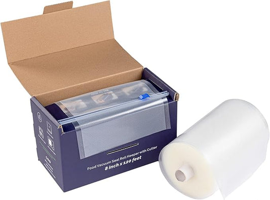 GERYON Vacuum Sealer Bags for Food, 8x120ft Rolls with Slide Cutter for All Vacuum Sealer Machine, BPA-Free, Safe for Food Storage, Meal Prep and Sous Vide