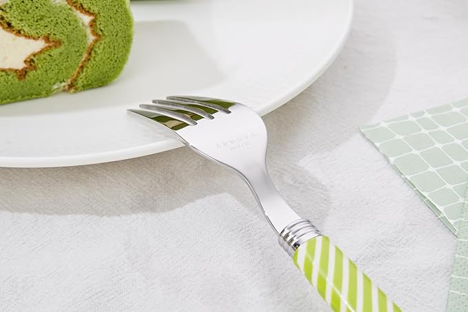 ANNOVA Silverware Set 20 Pieces Stainless Steel Cutlery Color Handle Flatware - 4 x Dinner Knife; 4 x Dinner Fork; 4 x Salad fork; 4 x Dinner Spoon; 4 x Dessert Spoon (Light Green)