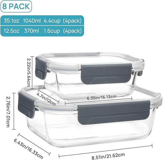 Vtopma Glass Food Containers (8pack 35oz+12.5oz)