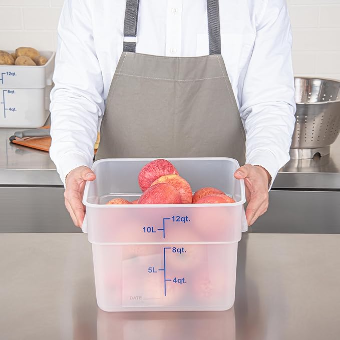 Restaurantware - Met Lux 12 Quart Food Storage Container, 1 Translucent Storage Container - Lids Sold Separately, Blue Volume Markers, Dishwashable Container, Side Handles, For Storing Foods