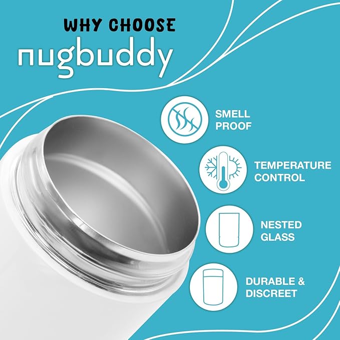 Smell Proof Container - Vacuum Insulated With Nested Glass Jar - UV Protection, Temperature Controlled Storage - Air Tight Stash Jar - Whiteboard Finish + Marker Included- 300 ml (3/4 Oz)