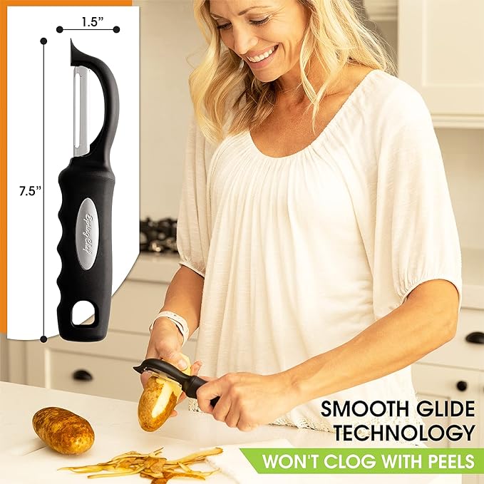 Spring Chef Ultimate Gift Bundle - Professional XL Box Grater, Magnetic Measuring Spoons, Ice Cream Scoop, Swivel Peeler & Measuring Cups - Black