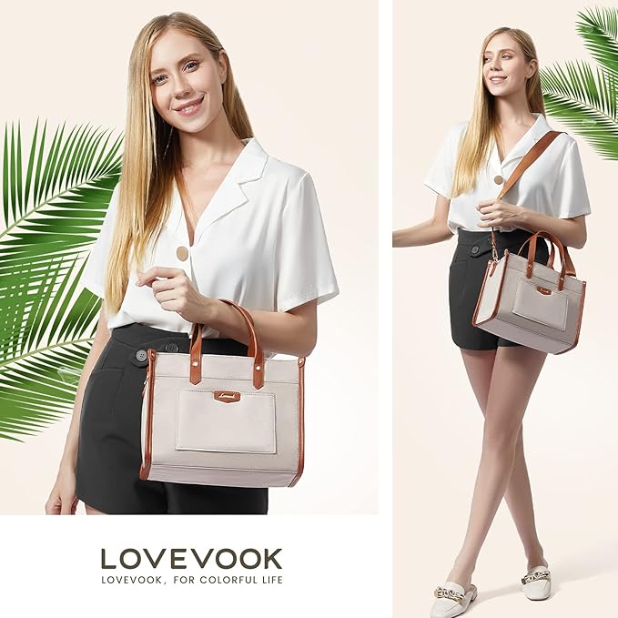 LOVEVOOK Lunch Bag Women Office Work,Lightweight Lunch Tote Bag for Picnic,Fashionable to Match,Nude-Apricot,S