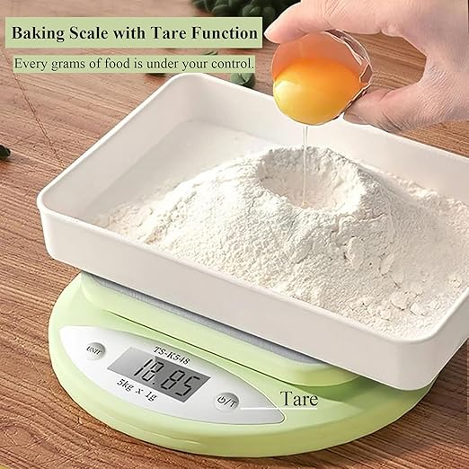Cute Kitchen Scale, Digital Food Scale with LCD Display, 11 ib (5kg) Capacity, 0.03 oz (1g) Precise Weight Measuring for Baking Cooking (Green)