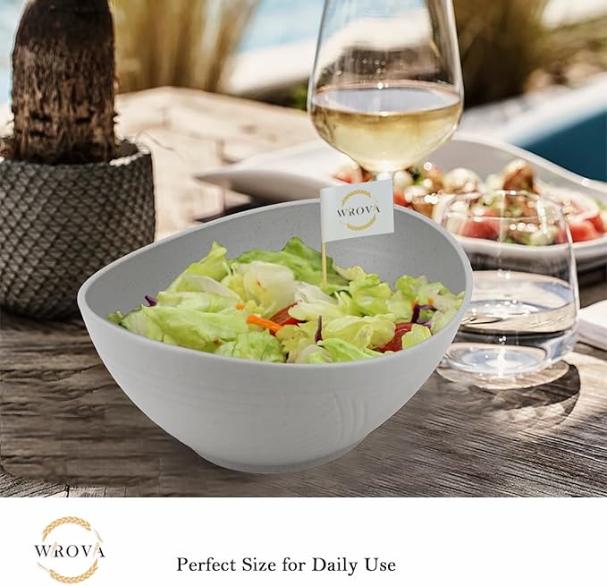 Wheat Straw Bowls Set,Unbreakable Large Salad Bowls Set of 2,Microwave and Dishwasher Safe Bowls Plastic Bowls for Eating,BPA Free Salad Bowl for Serving,Oatmeal and Salad.Gray