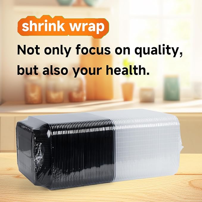 YANGRUI To Go Containers, 40 Pack (40 Trays + 40 Lids) 48oz 1 Compartment BPA Free Reusable Take Out Box Shrink Wrap Machine Washable Meal Prep Container