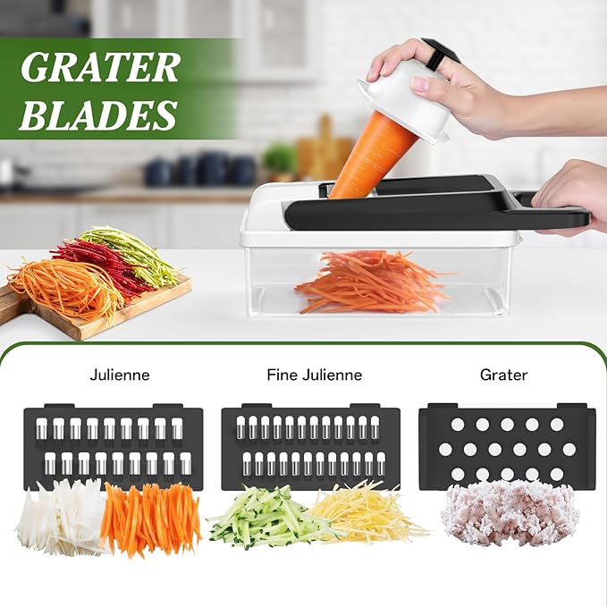 HomeHacks Vegetable Chopper Vegetable Cutter, 12 in 1 Kitchen Gadget, Dicer, Slicer, Onion Cutter, Salad, Cheese Grater & Egg Separator - Multi-Functional Veggie Chopper Lid with Handle (White)