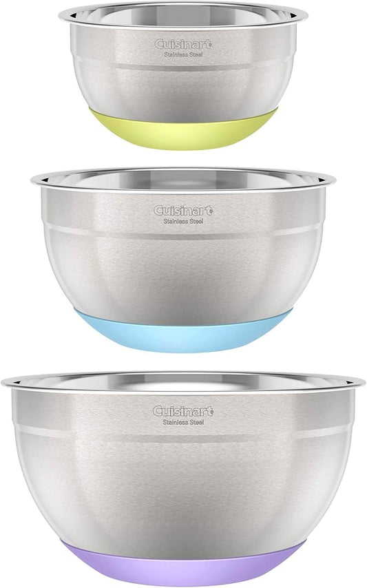 Cuisinart 3-Piece Stainless Steel Mixing Bowls with Nonslip Base, 1.5qt, 3qt & 5qt