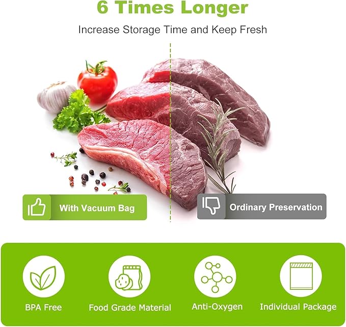 [2025 New] Bonsenkitchen 8” x 150’ Vacuum Sealer Bags Rolls with Cutter for Food Storage, Commercial Grade, BPA Free, Great for Meal Prep and Sous Vide Cooking