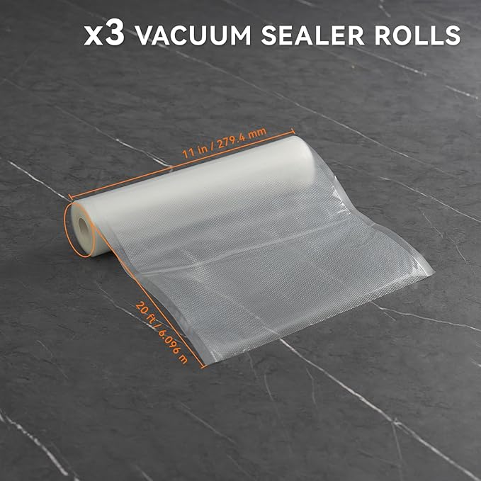 [2024 Q4] 11" x 20' Vacuum Sealer Rolls, 3 Pack-Ideal for Food Storage, Sous Vide, and Meal Prep, Keep Food Fresh and Nutrients, Wevac Lite