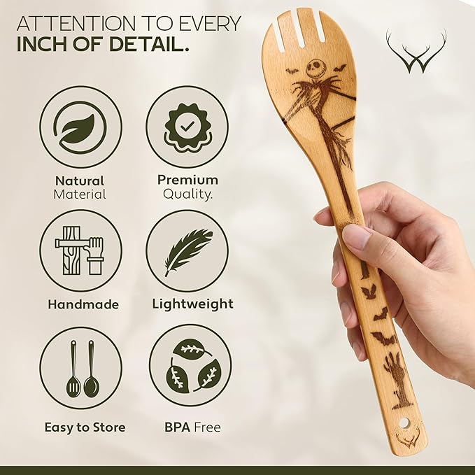 Woodlands-USA Nightmare/Christmas Gifts for Kitchen - Wooden Spoons For Cooking - 6-piece Wooden Utensil Set, The Christmas Kitchen Utensils Set - Nightmare Gifts