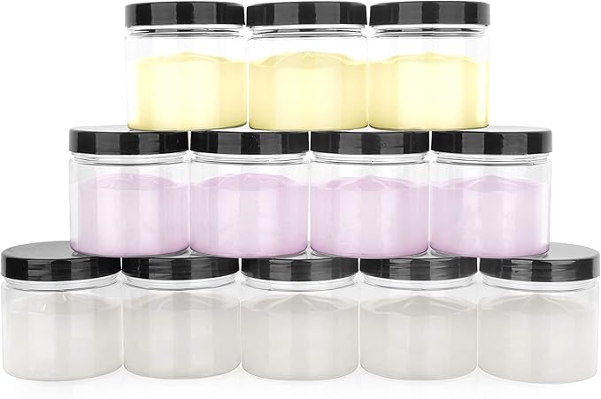 Healthy Packers Plastic Jars With Lids - 4 ounce 36-Pack Small Plastic Containers With Lids, Labels and Marker. Great for Slime, Lotions, Crafts, Travel & General Storage
