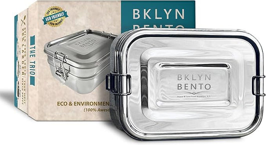 Stainless Steel Bento Box Lunch Box, A Large Metal 3 Compartment Tiffin Food Container Lunchbox For Boys Girls & Adults, Eco Friendly Meal Prep Food Container Storage For School or Work