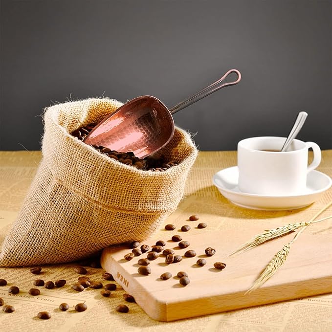 Sertodo Copper Scoop for Ice and Dry goods | Pure Copper, Heavy Gauge, Hand Hammered | Copper Handle | 1.5 Cup Capacity