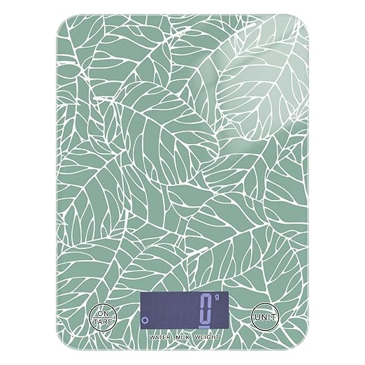 Food Scale Kitchen Scale for Baking Cooking Digital Food Weighing Measuring Scale Small Waterproof Electric Food Scale Abstract Green Leaves