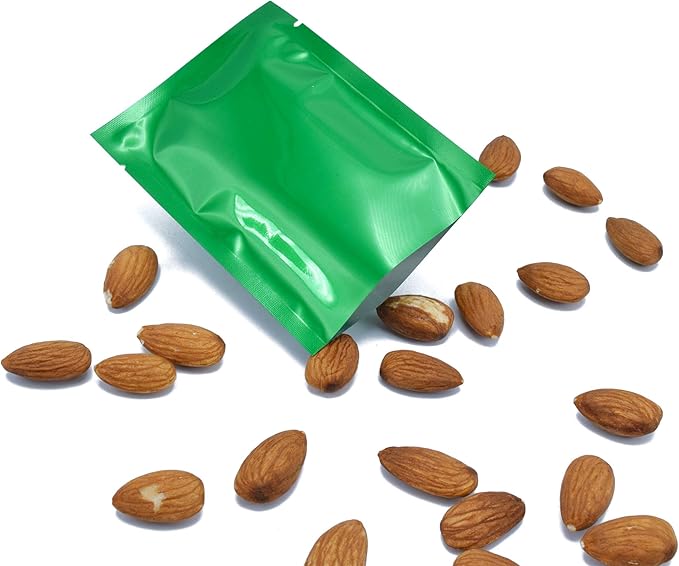 QQ Studio 100 PCS Metallic Mylar Foil Open Top Sealable Bags (8x12cm(3.1x4.7"), 100x Dark Green)