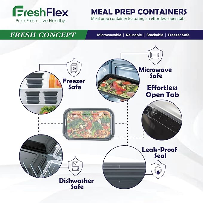 Meal Prep Made Effortless – 50-Pack 36 Oz Meal Prep Containers | Ultimate Storage Solution with Easy-Open Lid, Leakproof Seal, Microwave & Dishwasher Safe