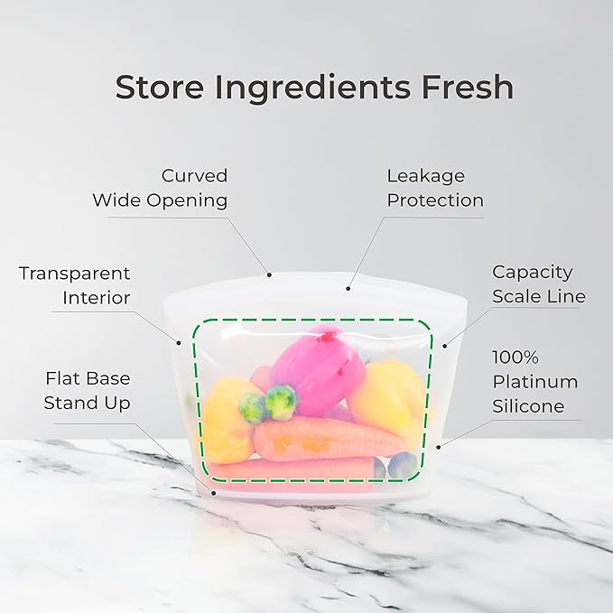 Platinum Silicone Food Grade Reusable Storage Bag, 3set Leak-Proof Airtight Seal, BPA-Free, Microwave, Freezer & Dishwasher Safe, Heat Resistant Sous Vide,Silicone Snack Bags, Taupe Brown