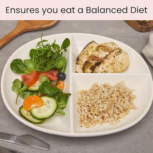 Uba Portion Control Plate (PORCELAIN) for Adults for Healthy Diet (2 Pack)