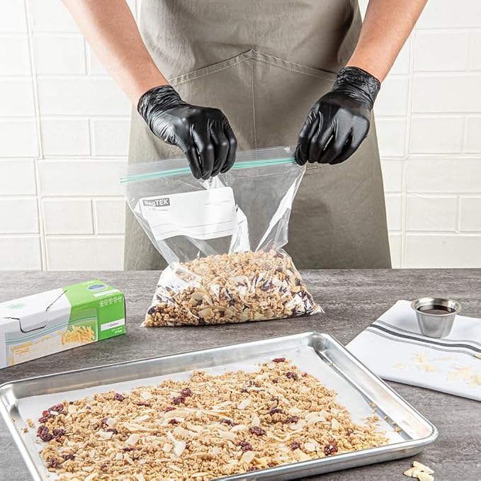 Restaurantware Bag Tek 1 Gallon Storage Zip Bags 25 Disposable Zipper Pouch Bags - Double Zipper Greaseproof Clear Plastic Zip Bags With Write-On-Label For Food Organization And Storage