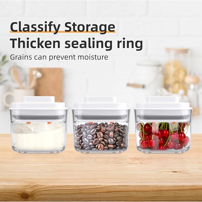 Food Storage Jars with POP-UP Lids- 4 Piece(0.35qt / 11oz),Airtight Food Storage Containers,Storage for Milk Powder Coffee Candy Noodles Nuts for candy snack