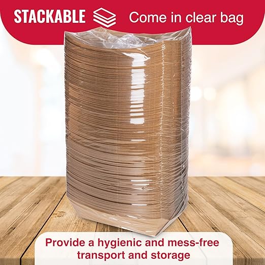 IDL Packaging 10.25" x 7.5" x 2" Kraft Paper Lunch Trays (Pack of 125) - Food-Safe Poly Coated for Extra Moisture Resistance - Proudly Made in USA - Tray for Fries, Burgers, and Appetizers