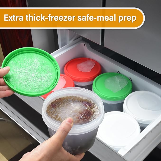 32oz Plastic Containers with Lids,Reusable Freezer Meal Prep Food Leftover Storage Jars Bowls Stackable,12-pack