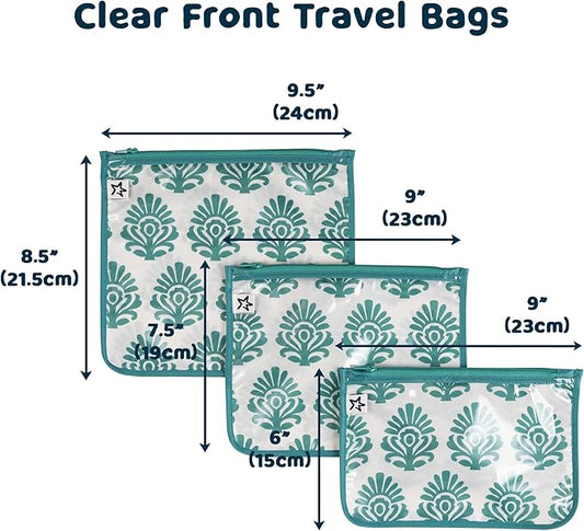 Tiny Twinkle Mess-Proof Travel Bags | TSA Airline Compliant, Zipper Closure, Clear Front Pouch, Diaper Bag Packing, Toiletry or Makeup Cosmetics Organizer