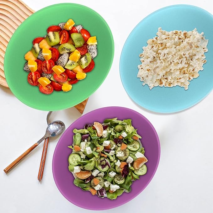 65 oz Large Wheat Straw Bowls Set of 4, Large Unbreakable Salad Bowls, Microwave & Dishwasher Safe Serving Bowls, Kitchen Bowls for Salad, Cereal, Soup and Oatmeal (Spring Series)