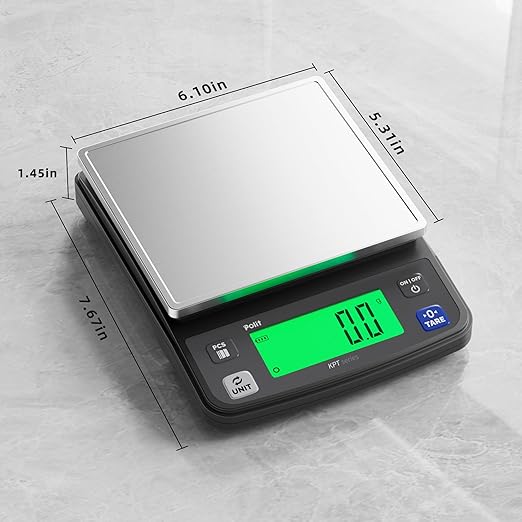 Polit Food Kitchen Scale KPT, 13lb/6Kg Digital Kitchen Scale Weight Grams Ounces 0.5g/0.01oz Accuracy, Premium Stainless Steel with LCD Display, 4 Units for Baking and Cooking (Power Adaptor Included)