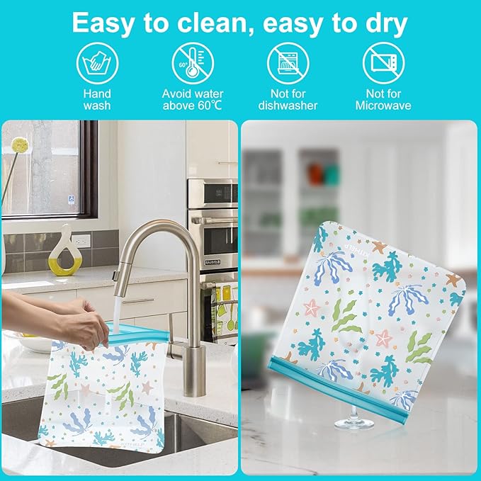 18 Pack Reusable Food Storage Bag, Freezer Gallon Bags BPA FREE Snack Bags Leakproof Sandwich Bags for Home Kitchen Organization and Storage Containers