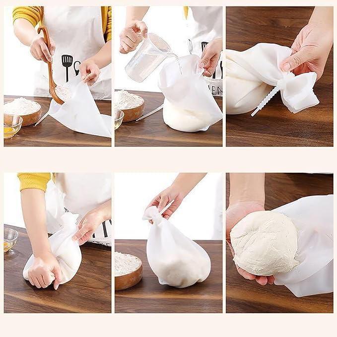 Silicone Dough Bag, Reusable Kneading Dough Bag Thickened Dough Mixer Bag Improve Multifunctional Dough Mixer for Bread Making Cooking Tool Easy to Wash Flour Mixing Bag (Large)