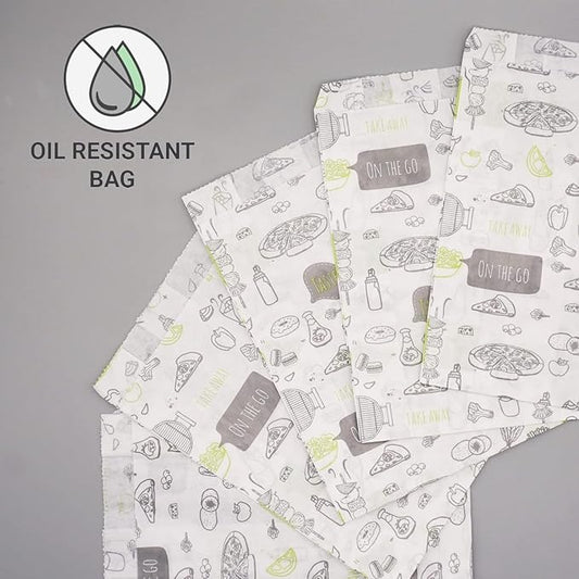 (Pack of 400) Paper Bags for Food Packaging, 4.33" x 1.18" x 4.72" (11 x 3 x 12 cm), French Bags, Greaseproof Fast Food Bags, Food Packaging