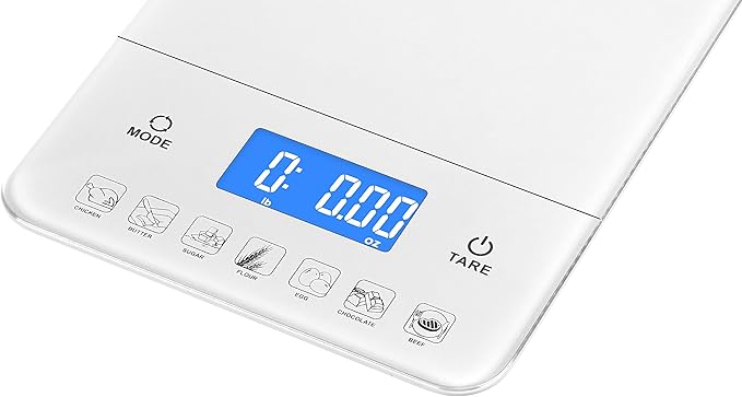 Ozeri Touch III Digital Kitchen Scale with Calorie Counter, 22 lbs (10 kg), White