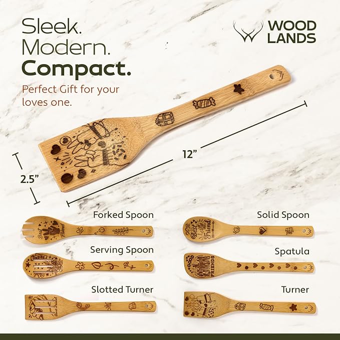 Woodlands-USA Best Friend Wooden Spoons for Cooking - Perfect Birthday Gifts for Best Friend, Bamboo Spoons & Wooden Kitchen Utensil Set,Unique Best Friend Birthday Gifts for Women Who Have Everything