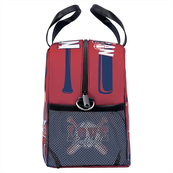 Lunch Box for Women, Insulated Lunch Bag with Adjustable Shoulder Strap, Lunch Containers for Adults, Womens Red Baseball Lunch Bags for Work, Boston