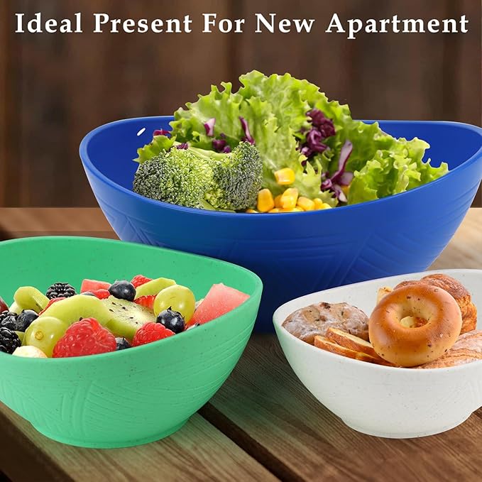 Serving Bowls Set of 6 with Textured Pattern,Unbreakable Wheat Straw Bowls for Cereal,Salad and Snack,Prepare Bowls Set for Kitchen. Island Series