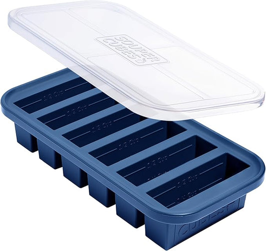 Souper Cubes 1/2 Cup Silicone Freezer Mold, Perfect for Storing Soups, Sauces, Juices, Desserts, Smoothie Prep and More, Freezer Portion Mold for Meal Prepping - Blueberry - 1-Pack