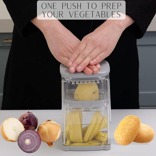 Brieftons PerfectCut Vegetable Chopper: 4-Blade Veggie Dicer Fruit Slicer, Potato French Fry Cutter, Wedge Cutter, Onion Chopper, Egg Slicer with 5 Recipe Ebooks, Safe to Use, Easy to Clean & Store
