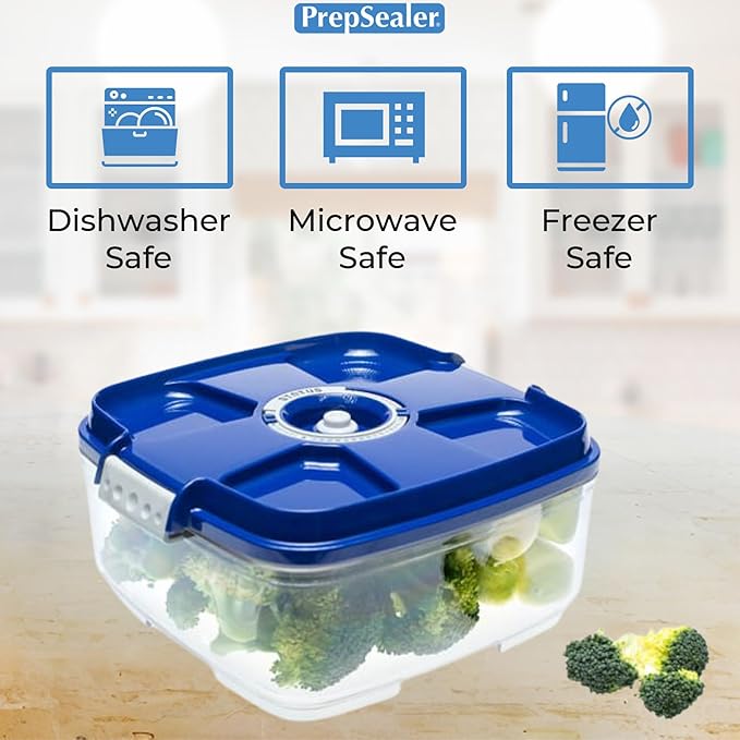 Marinating Vacuum System Container-Makes Food Tastier, Juicier, Healthier and More Tender (2 Liter, Square Shape, Tritan Material, Blue Color, Manual Hand Pump Included)