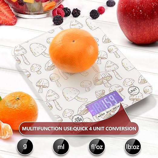 Food Scale Kitchen Scale for Baking Cooking Digital Food Weighing Measuring Scale Small Waterproof Electric Food Scale Beige Mushroom