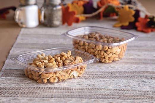 ECO PRODUCTS Compostable 12oz Clear Rectangular Deli Containers With Lids, Pack of 100, Meal Prep, Made from PLA Plastic, A Renewable Material Made from Plants, One Lid For All