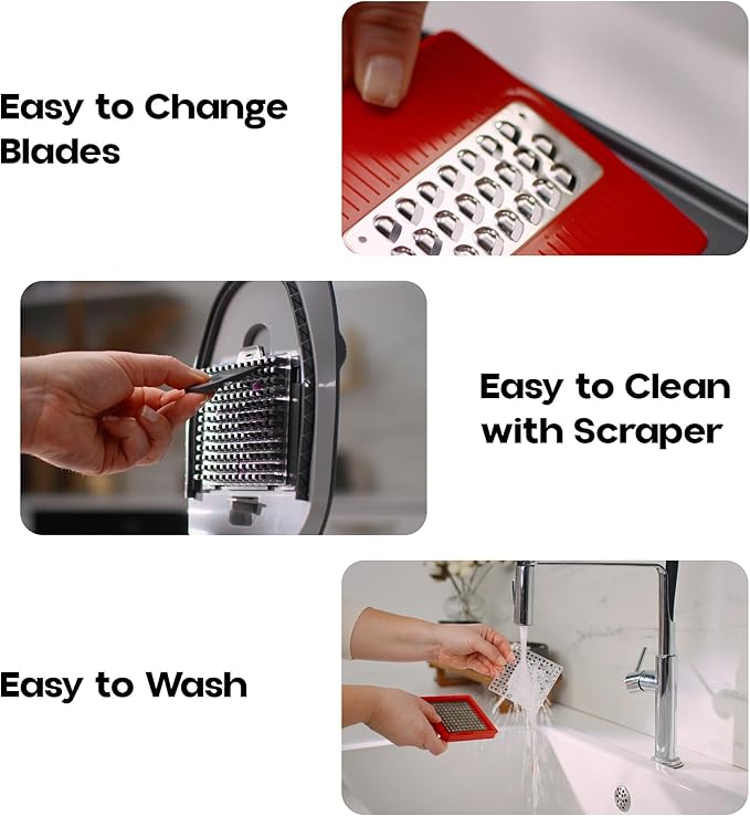 Vegetable Chopper and Mandoline Slicer for Kitchen with 4 Blades, Scraper and Container, ALL in 1 Sharp Veggie Chopper Vegetable Cutter, French Fry Cutter, Onion, Fruit, Salad, Potato