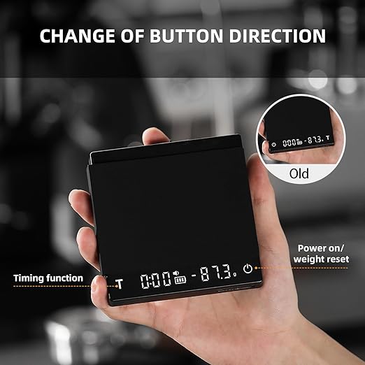 MHW-3BOMBER Espresso Scale with Timer,Small Coffee Scale with Solid-Liquid Detection,Auto Tare Digital Coffee Bean Scale,0.1g Accurate Weighting,2 Mode,Black ES6027B-OS
