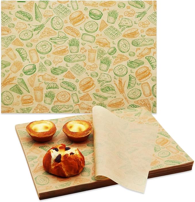 Premium Deli Paper Sheets 11"x15" - 300Pcs Greaseproof Liners for Food Boats, Pre Cut Deli Sandwich Wrappers, Best Kraft Food Wrapping Paper Sheets for Picnic, Festival, Fair or BBQ.