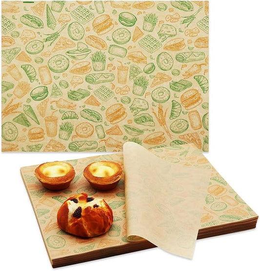 Premium Deli Paper Sheets 11"x15" - 300Pcs Greaseproof Liners for Food Boats, Pre Cut Deli Sandwich Wrappers, Best Kraft Food Wrapping Paper Sheets for Picnic, Festival, Fair or BBQ.