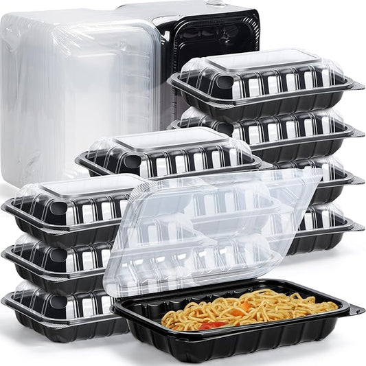 YANGRUI Clamshell Take Out Containers, Anti-Fog Leak Proof Shrink Wrap 30 Pack 9 x 6 Inch 27 oz Meal Prep Container BPA Free PP Material Microwave Freezer Safe Hinged To Go Containers