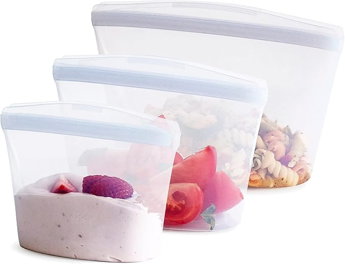 Stasher Reusable Silicone Storage Bag, Food Storage Container, Microwave and Dishwasher Safe, Leak-free, 8 Cup & Reusable Silicone Storage Bag, Food Storage Container, Microwave